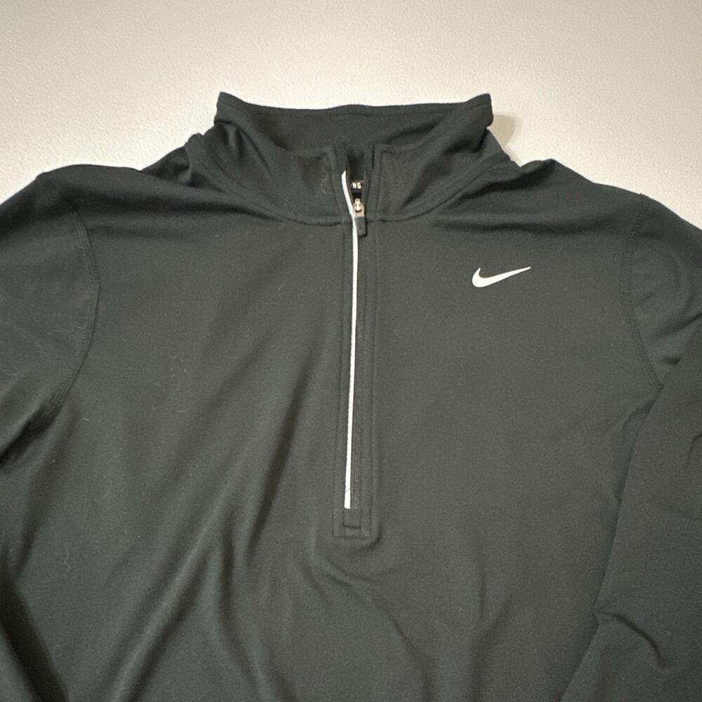 Nike Dri-FIT Womens Running 1/4 Zip Mock Neck Long Sleeve Black M Reflective - Picture 6 of 14